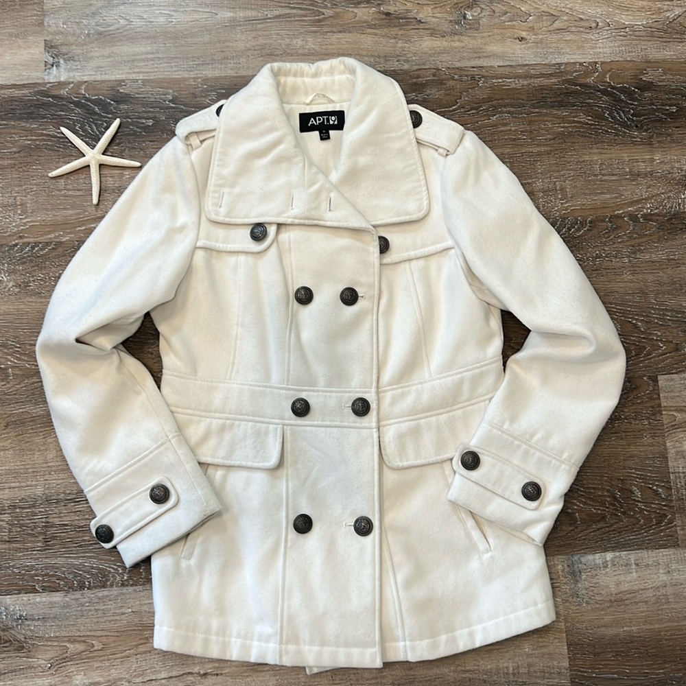White Peacoat with Button Detailing